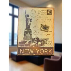 Distressed Vintage Style Tin Sign New York City Lady Liberty 10.5x13.75
